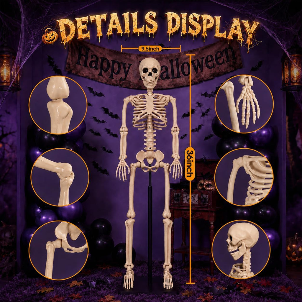 abakuku 2 pack 36" halloween skeleton decorations,human bones shown in use