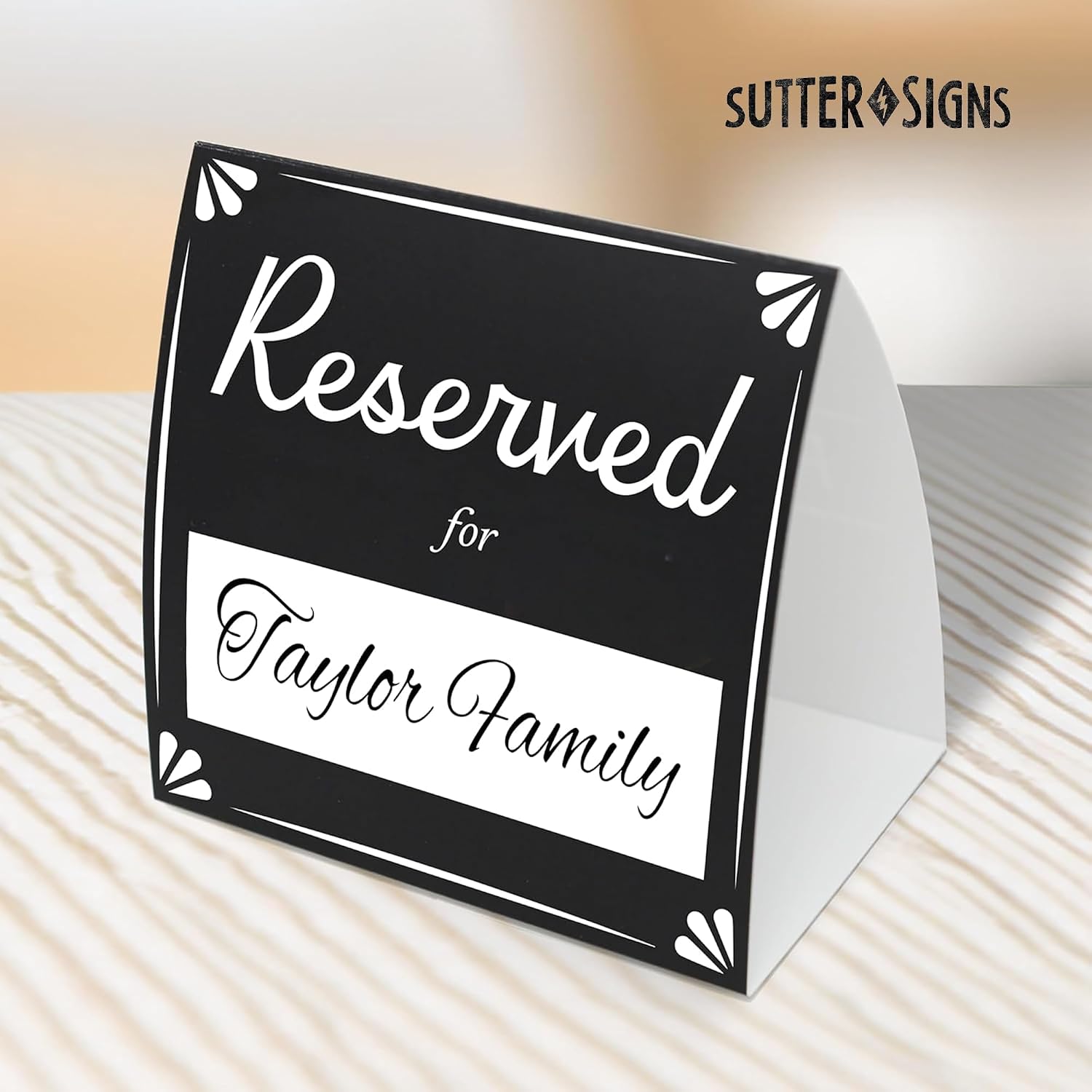 Reserved For Table Signs 20 Pack | Table Tent Place Cards for Weddings, Restaurants, Events