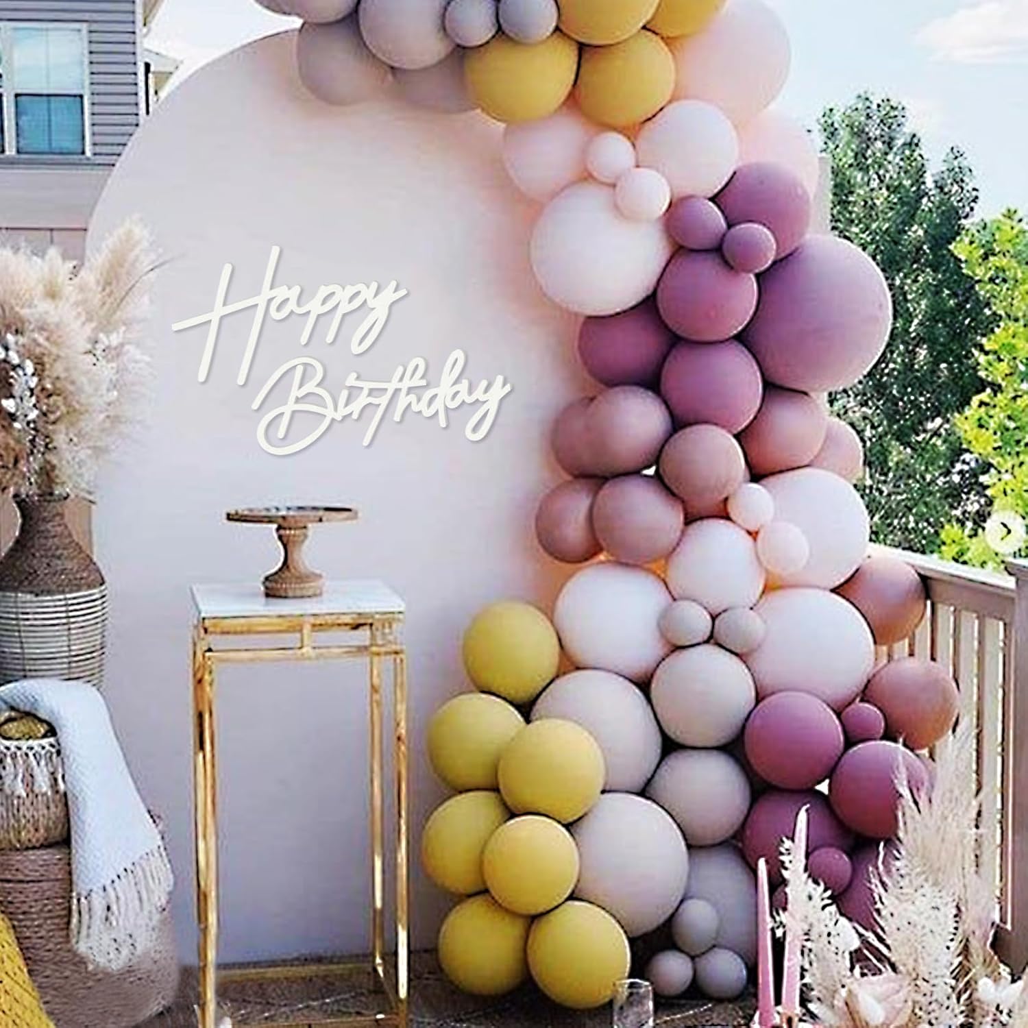 Happy Birthday Sign for Backdrop - Felt Happy Birthday Sign for Balloon Arch Birthday Party Balloon Arch Backdrop Decorations for Birthday Party Baby Shower - White