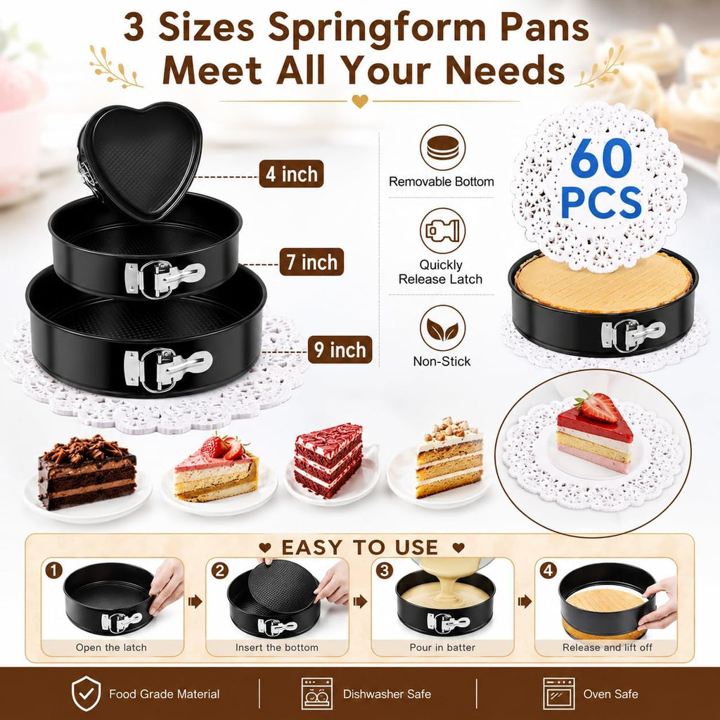 Cake Decorating Kits 567 PCS Baking Set with Springform Pans Set, Rotating Turntable, Decorating Tools, Cake Baking Supplies for Beginners and Cake Lovers (567 PCS Cake Decorating Kits)