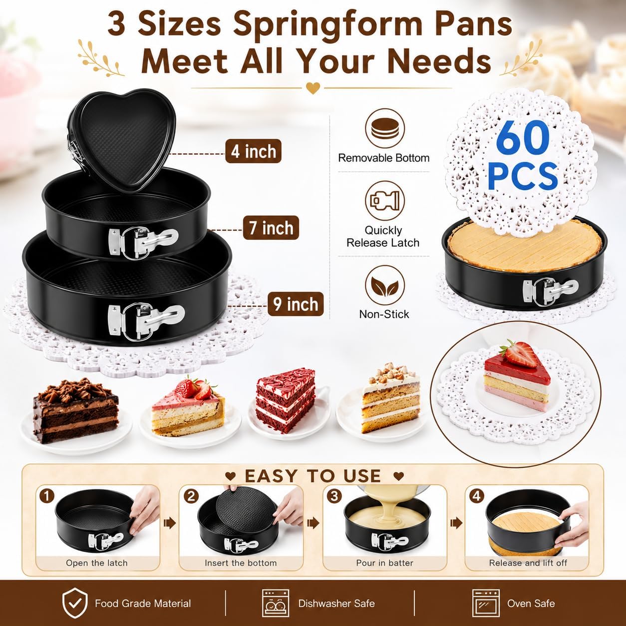 Cake Decorating Kits 567 PCS Baking Set with Springform Pans Set, Rotating Turntable, Decorating Tools, Cake Baking Supplies for Beginners and Cake Lovers (567 PCS Cake Decorating Kits)