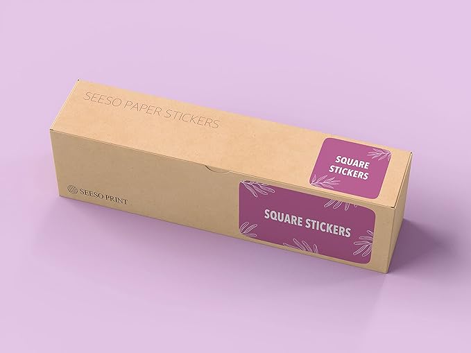 300 pcs Premium Custom Stickers Uncoated Paper 2 inch Square - Personalized Stickers for Businesses with Logo and Name
