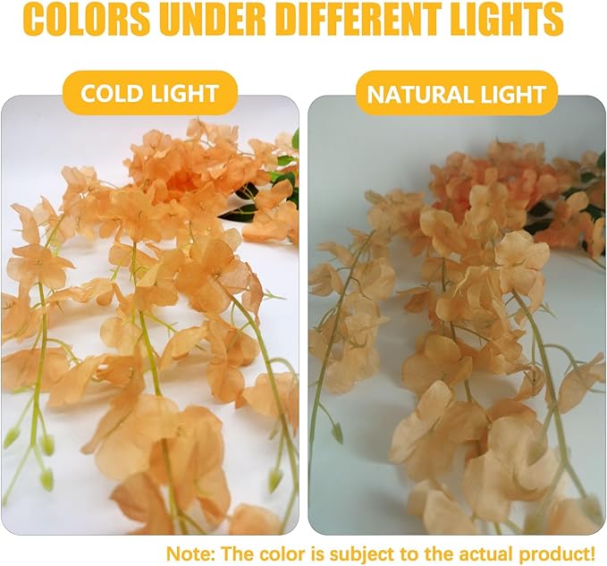 5 Pack Orange Wisteria Hanging Flowers, 3.44 Ft Fake Hanging Flowers, Artificial Wisteria Garland Vines for Wedding Room Backdrop Outdoor Patio Garden Decoration
