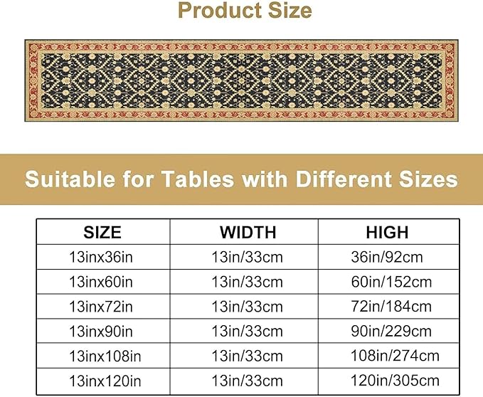 Vintage Morris Floral Table Runner, Boho Rustic Farmhouse Flower Pattern for Home Kitchen Table Decor Dining Coffee Room Party Decor 13x108in