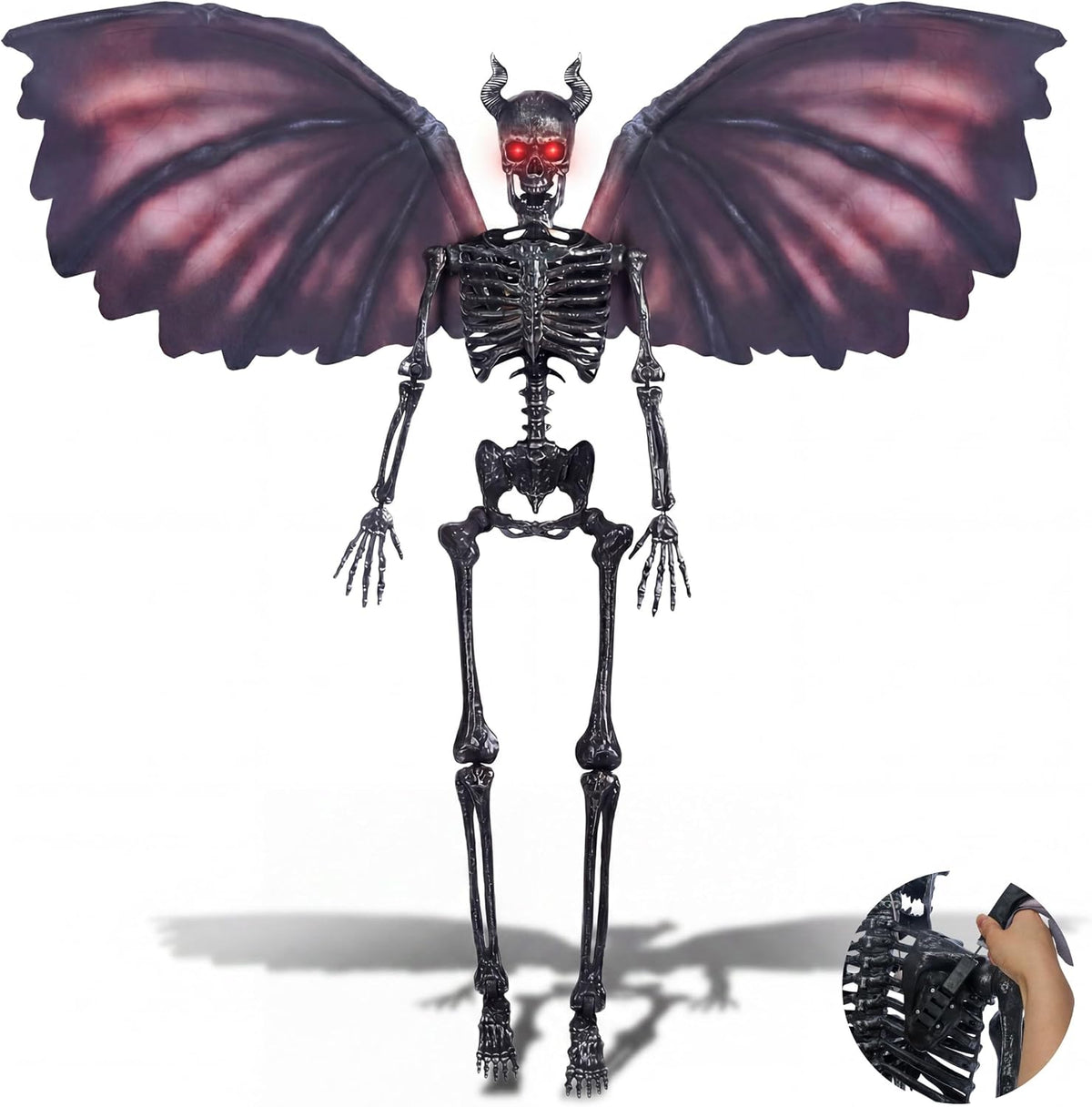 JOYIN 5FT Halloween Devil Skeleton Decor, Posable Life Size Skeleton, Full Bo...