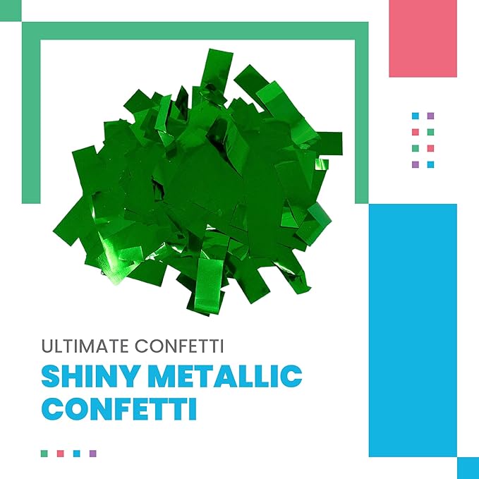 Ultimate Confetti, Rectangular Green Mylar Shiny Foil Metallic Confetti for Cannon and Launcher use - Gender Reveal Confetti for Wedding, Parties, Mother’s Day and Live Events - 1 lb, 16 oz