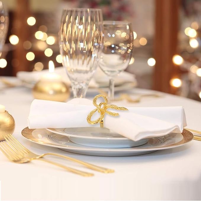 Pack of 12 Napkin Rings Alloy Hollow Out Flower Napkin Holder Dinning Table Napkin Ring for Dinner Parties Wedding Banquet Table Setting Family Gatherings Table Decor（Gold，12）
