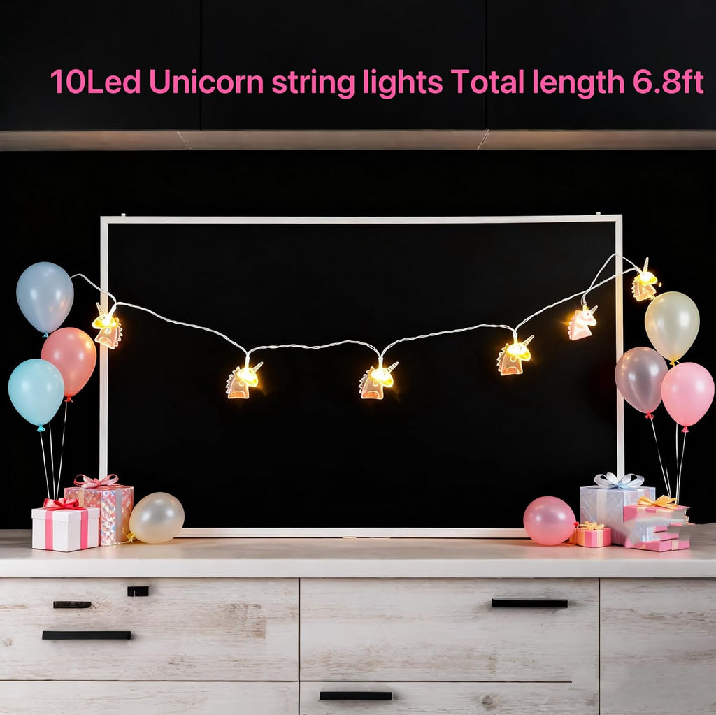Unicorn Decor String Lights with 10 Pink Unicorn Lights for Kids Bedroom Birthday Party Playhouse Christmas Home Room Decorations