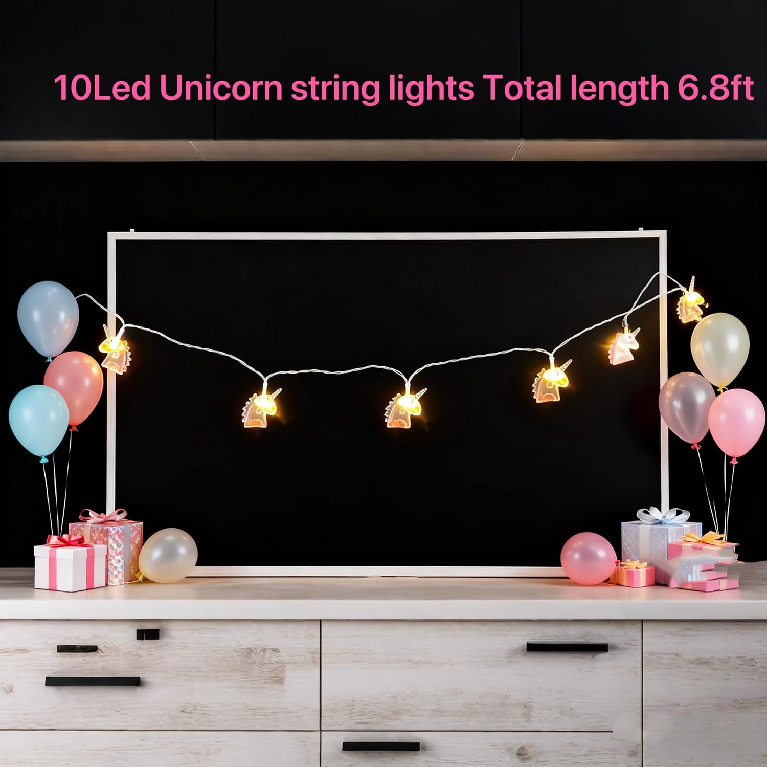 Unicorn Decor String Lights with 10 Pink Unicorn Lights for Kids Bedroom Birthday Party Playhouse Christmas Home Room Decorations