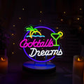 Cocktails and Dreams Palm Neon Sign for Wall Decor Neon Signs with Dimmable Switch LED Neon Signs Bedroom Room Home Beer Bar Art Neon Light Sign