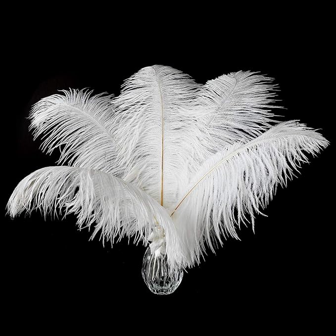 Ballinger Large White Ostrich Feathers - 24Pcs 12-14inch Large Feathers for Vase,Party Centerpieces,Wedding and Home Decor