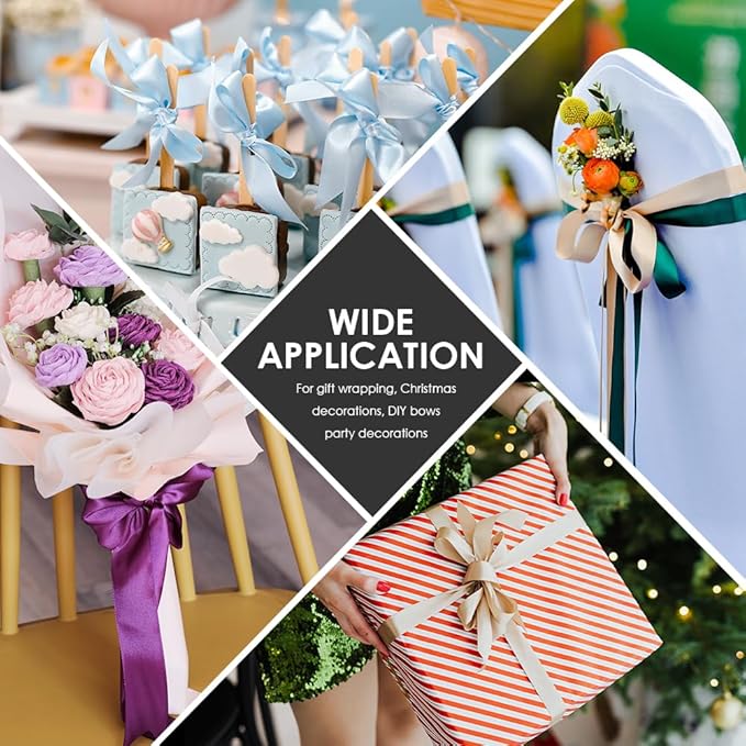1 Inches x 100 Yards Polyester Satin Ribbon, Solid Color Purple Satin Ribbon for Crafts, Gift Wrapping, Hair Bows, Wedding Party Decoration, Bow Making & Other Projects (Purple)