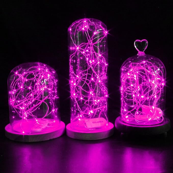 CYLAPEX 6 Pack Pink Fairy Lights String Battery Operated Fairy Lights Firefly Lights LED Starry String Lights 3.3ft 20 LEDs Silvery Copper Wire for Christmas DIY Decoration Costume Wedding Party