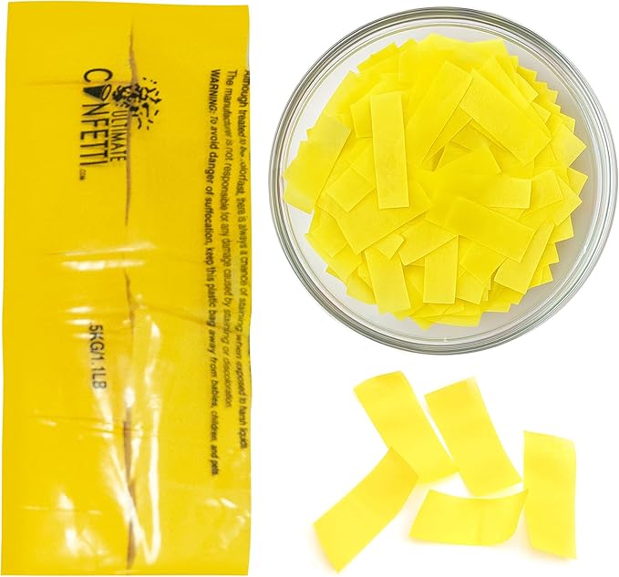 Ultimate Confetti, Biodegradable Confetii - Rectangular Yellow Fluttering Tissue Paper Confetti for Cannon and Launcher use - Best for Birthday, Wedding, Parties and Events - 1 lb, 16 oz