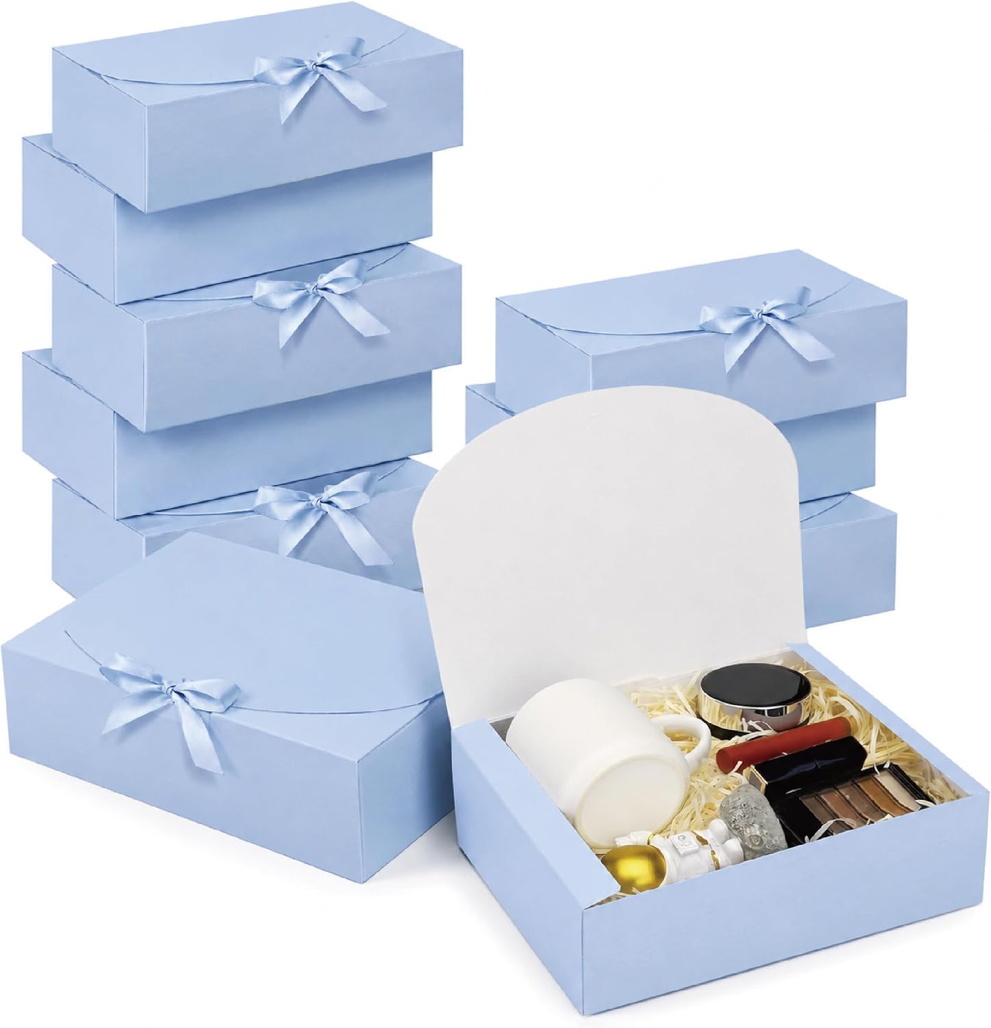 PartyGifts&beyond Gift Boxes with Lids for Presents 10 Pack Bridesmaid Proposal Boxes for Wedding,Engagements,Bridal Shower,Party Gift(Light Blue)