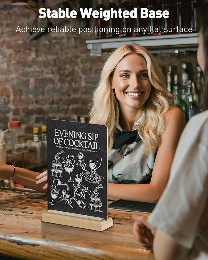 Uniclife Small Chalkboard Sign with Stand & Chalk Markers, 5.9 x 8 Inch, Double-Sided Wooden Chalk Board Sign for Tables, Reusable Message Board, Menu Board for Wedding Party Restaurant Food Display