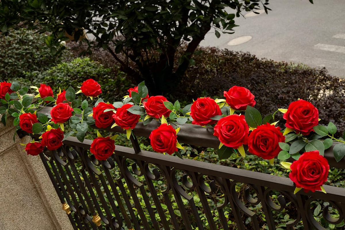 12ft bendable flower garland faux rose vine for, close-up detail