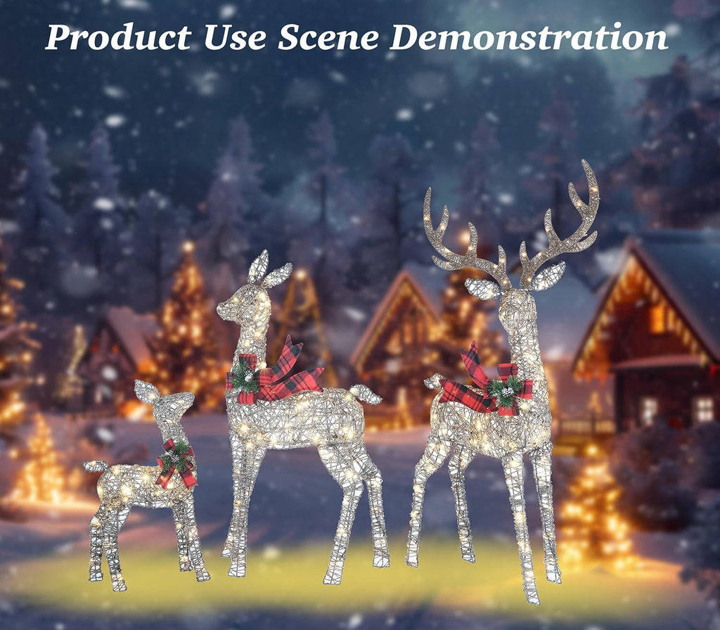 58 inch 3d woven large lighted christmas deer, front angle view