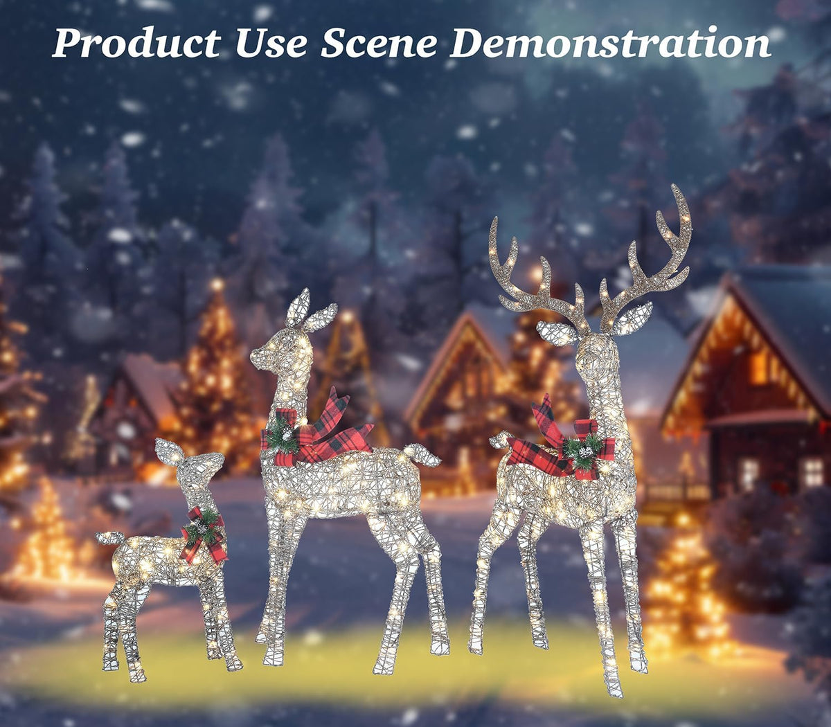 58 inch 3d woven large lighted christmas deer, front angle view