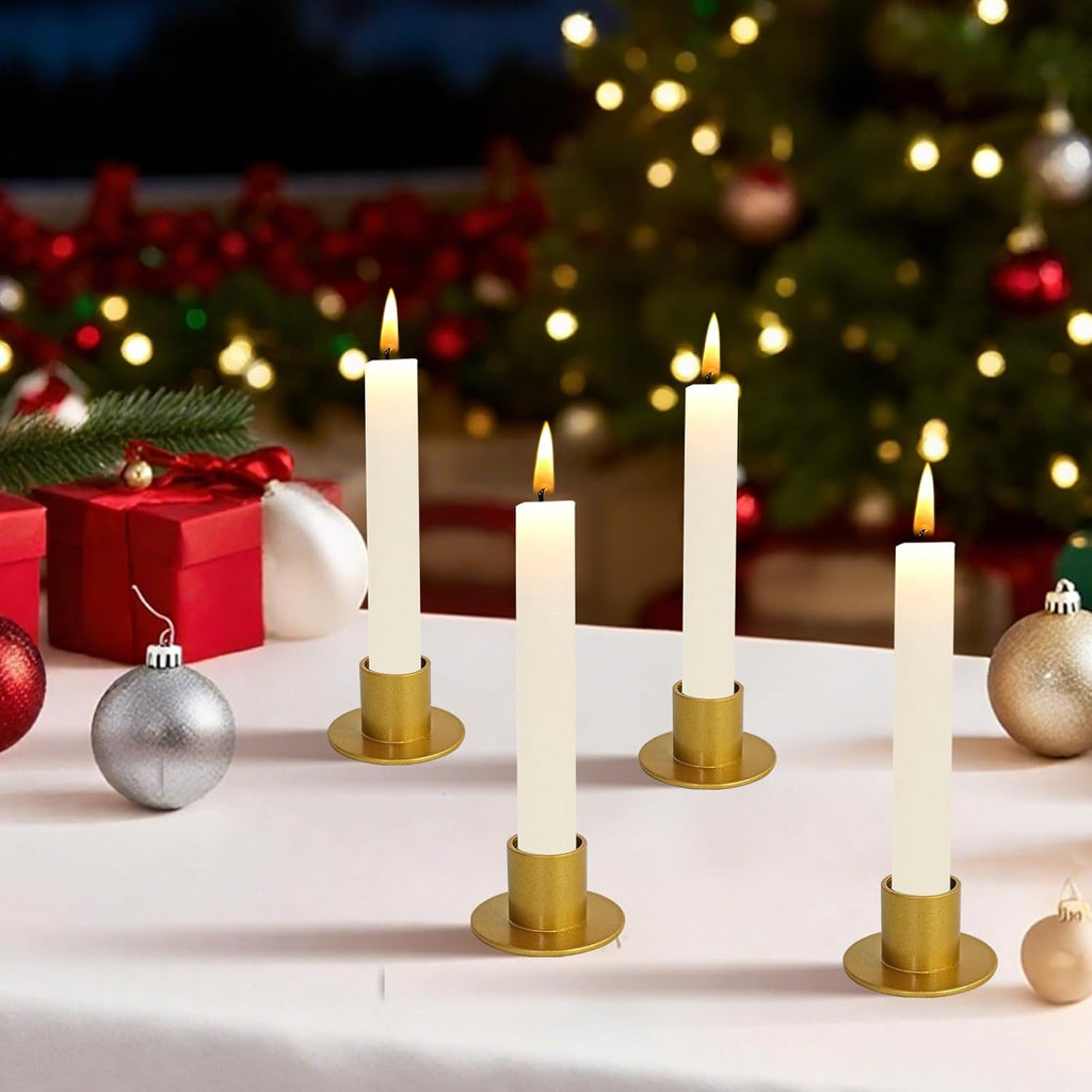 Gute Taper Candle Holder, Candle Holders for Pillar Candles, Matte Gold Candlestick Holder Centerpieces for Home Decoration, Wedding Anniversary, Party, Housewarming Gifts,Set of 8,Round