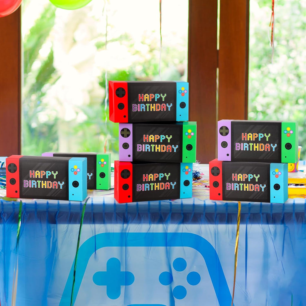 Party Decorations 16 Pack - Video Game Party Favor Boxes for Kids Boys 8-12 - Happy Birthday Game Paper Party Boxes - Goodie Treat Candy Gift Bags
