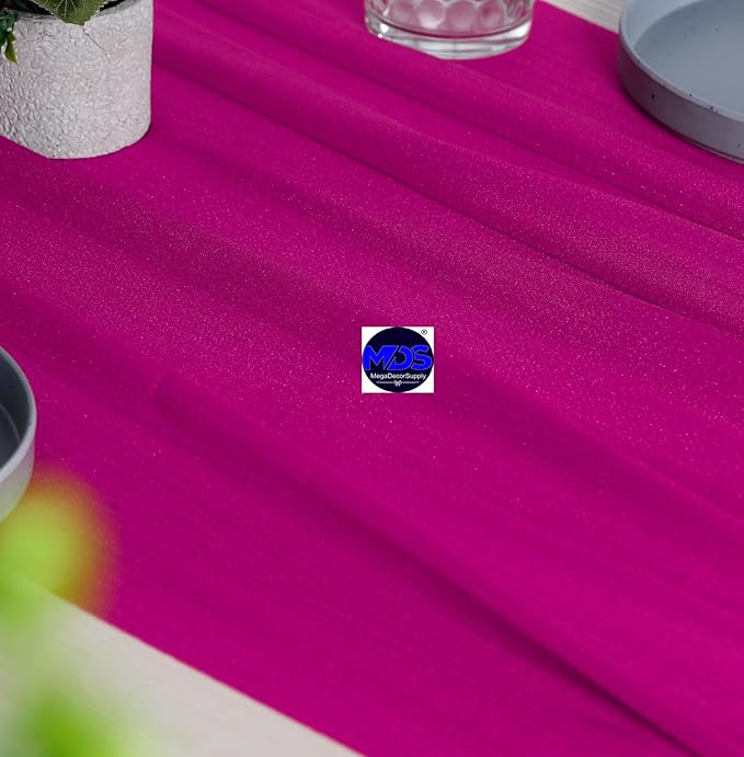 MDS Halloween Chiffon Table Runner - 15 Pack, 29 x 170 Inches, 14ft Each - Sheer Spooky Table Runners for Haunted House Parties, Trick-or-Treat Tables, Witchy Décor, Wedding & Events - Magenta