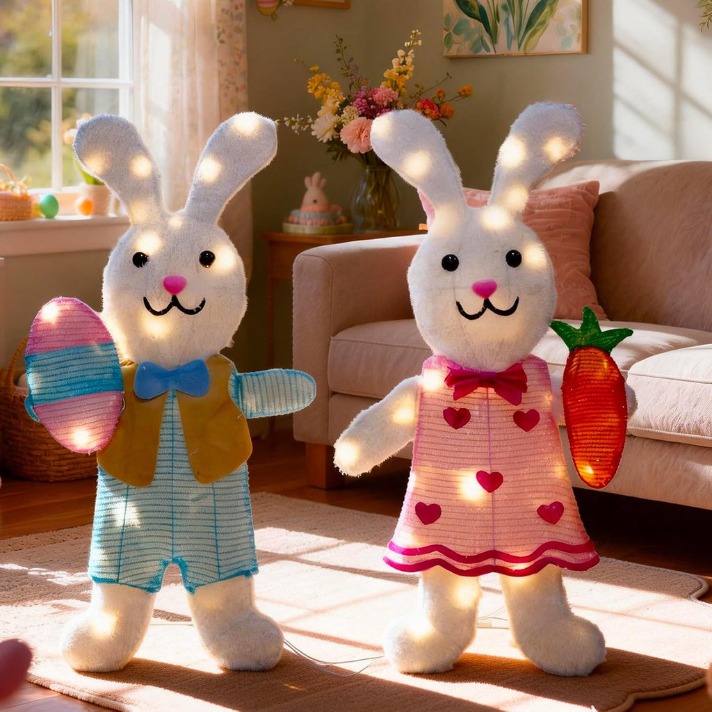 outdoor easter decorations lighted bunny with 60 leds, front angle view