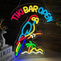 Tiki Bar Parrot Neon Sign for Wall Decor Hawaii Beach Bar LED Sign with Dimmer for Pub Party Man Cave Room Art Decor Gift USB-Powered (16.1x12.6) Inch