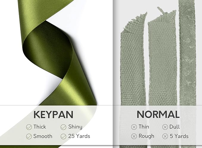 Moss Green 2.5 Inch Double-Faced Satin Ribbon 25 Yards for Gift Wrapping Crafts Flower Bouquet Invitations Holiday Decorating