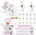 MTLEE 50 Sets Halloween a Little Boo is Almost Du Baby Shower Favors Cute Ghost Candles Unscented with Mini Ghost Thank You Cards Bags for Halloween Boo Gender Reveal Party Supplies (Pink)