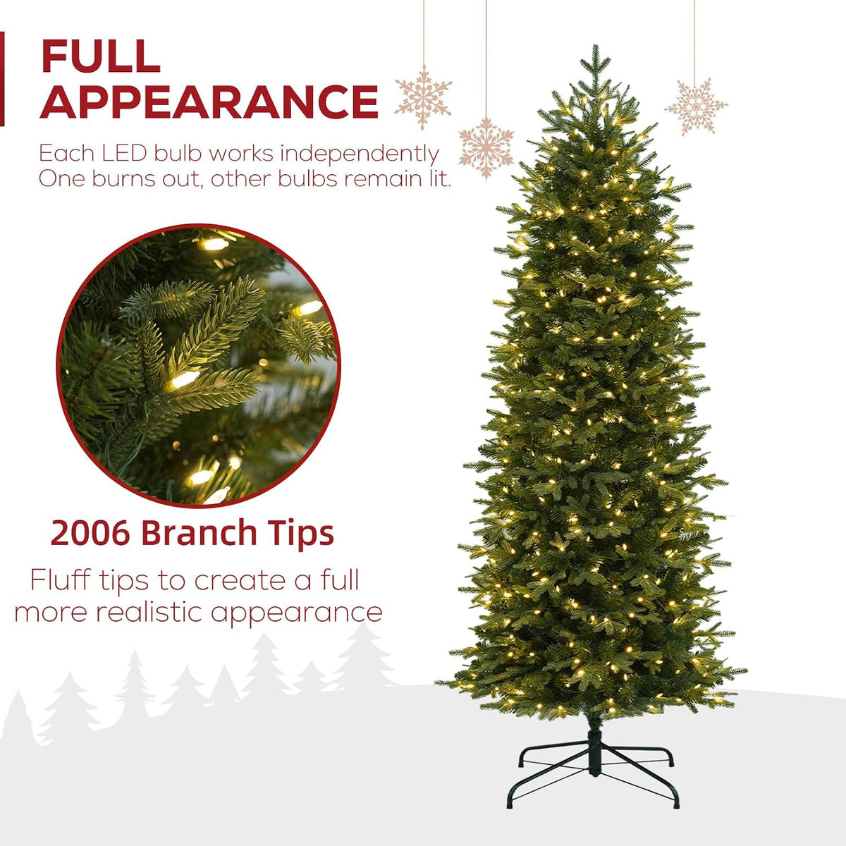 hykolity 7.5 ft prelit pencil christmas tree with shown in use