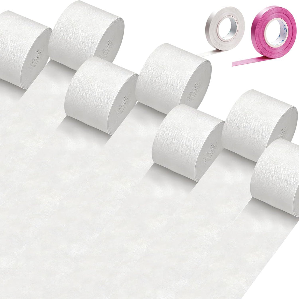 White Crepe Paper Streamers 7 Rolls 574ft of Streamers Party Decorations for Wedding Graduation,Baby Shower,Engagement Anniversary,Birthday Decorations (White)