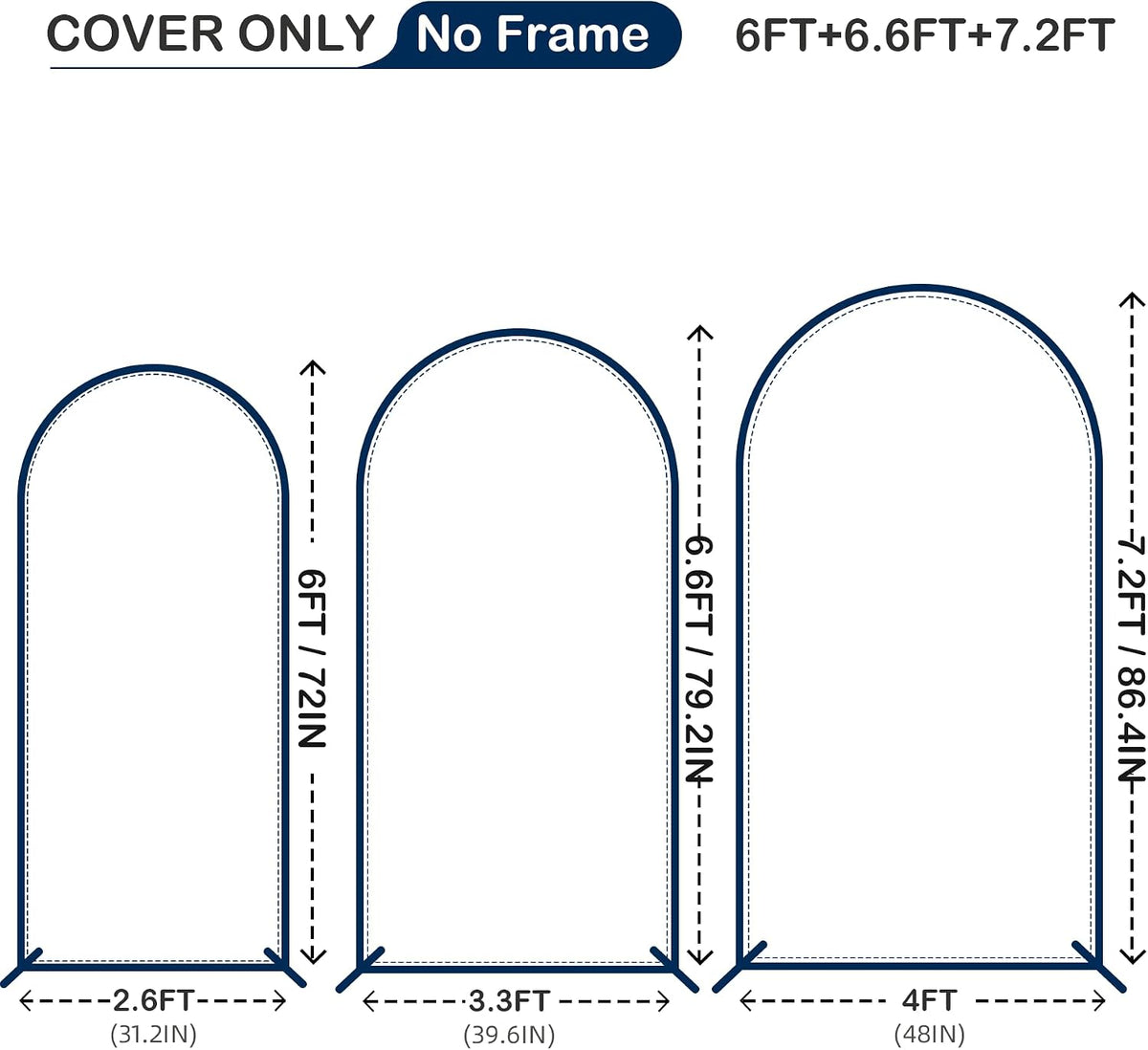 gold black glitter arch backdrop cover 3set (6 showing dimensions