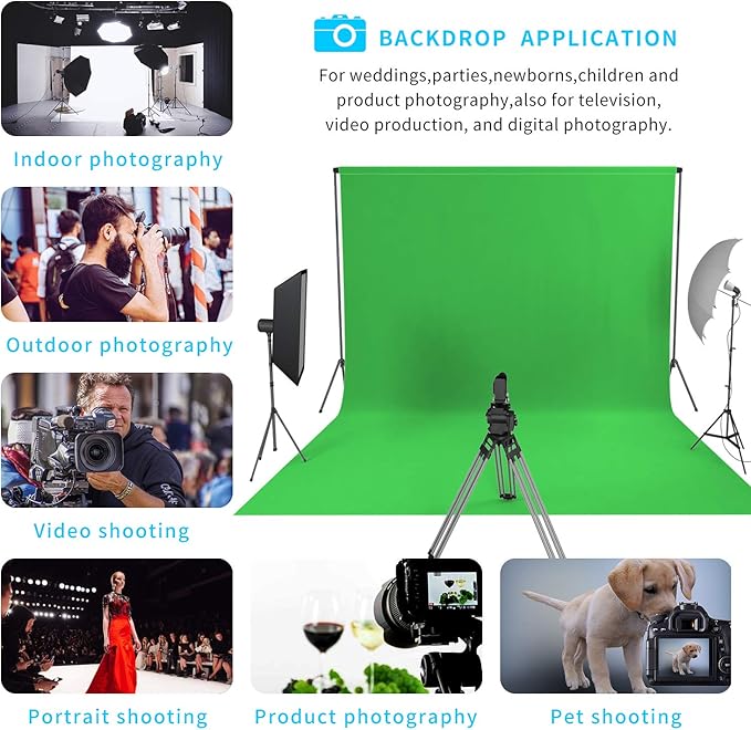 ISSUNTEX 10X10 ft/3X3 Meters Background Photo Backdrop, Photo Studio, Collapsible High Density Screen for Video Photography and Television-Green