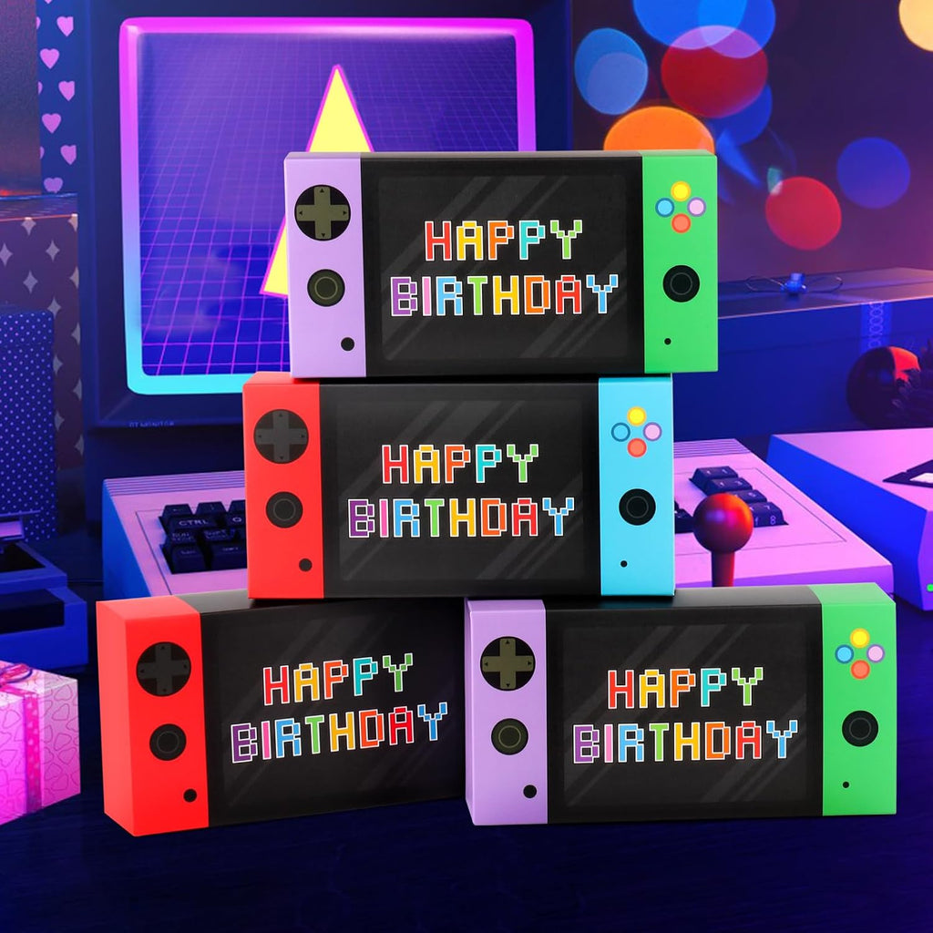 Party Decorations 16 Pack - Video Game Party Favor Boxes for Kids Boys 8-12 - Happy Birthday Game Paper Party Boxes - Goodie Treat Candy Gift Bags