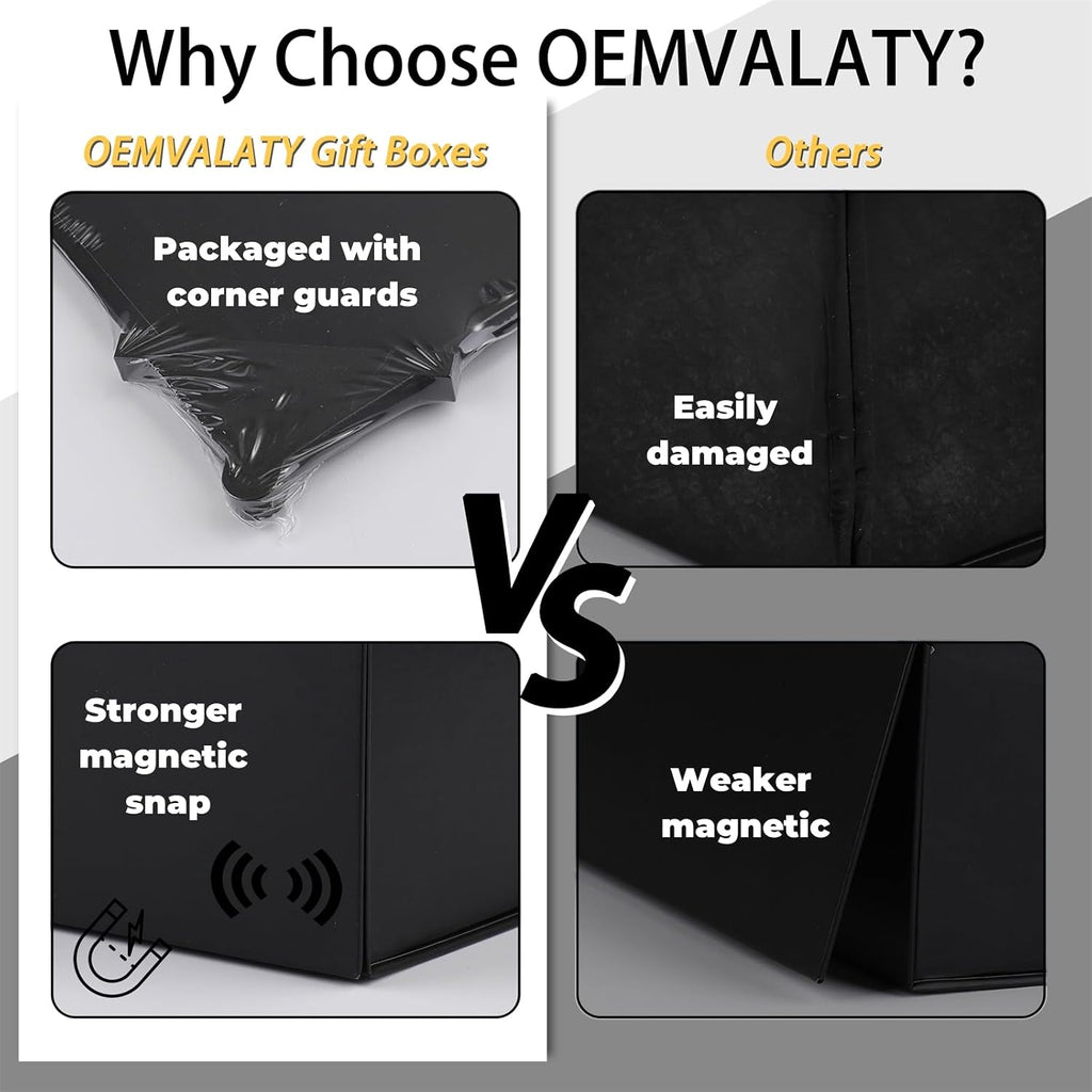 OEMVALATY Black Gift Box,6x6x3 Inches Gift Boxes with Lids for Presents with Magnetic Closure and Ribbon for Wedding,Storage,Birthday