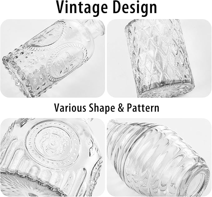 Glass Bud Vase Set of 30, Clear Bud Vases in Bulk, Small Flower Vases for Table Centerpieces, Mini Vintage Vases for Rustic Wedding Party, Bridal Shower, Home Decoration (30 Pack)