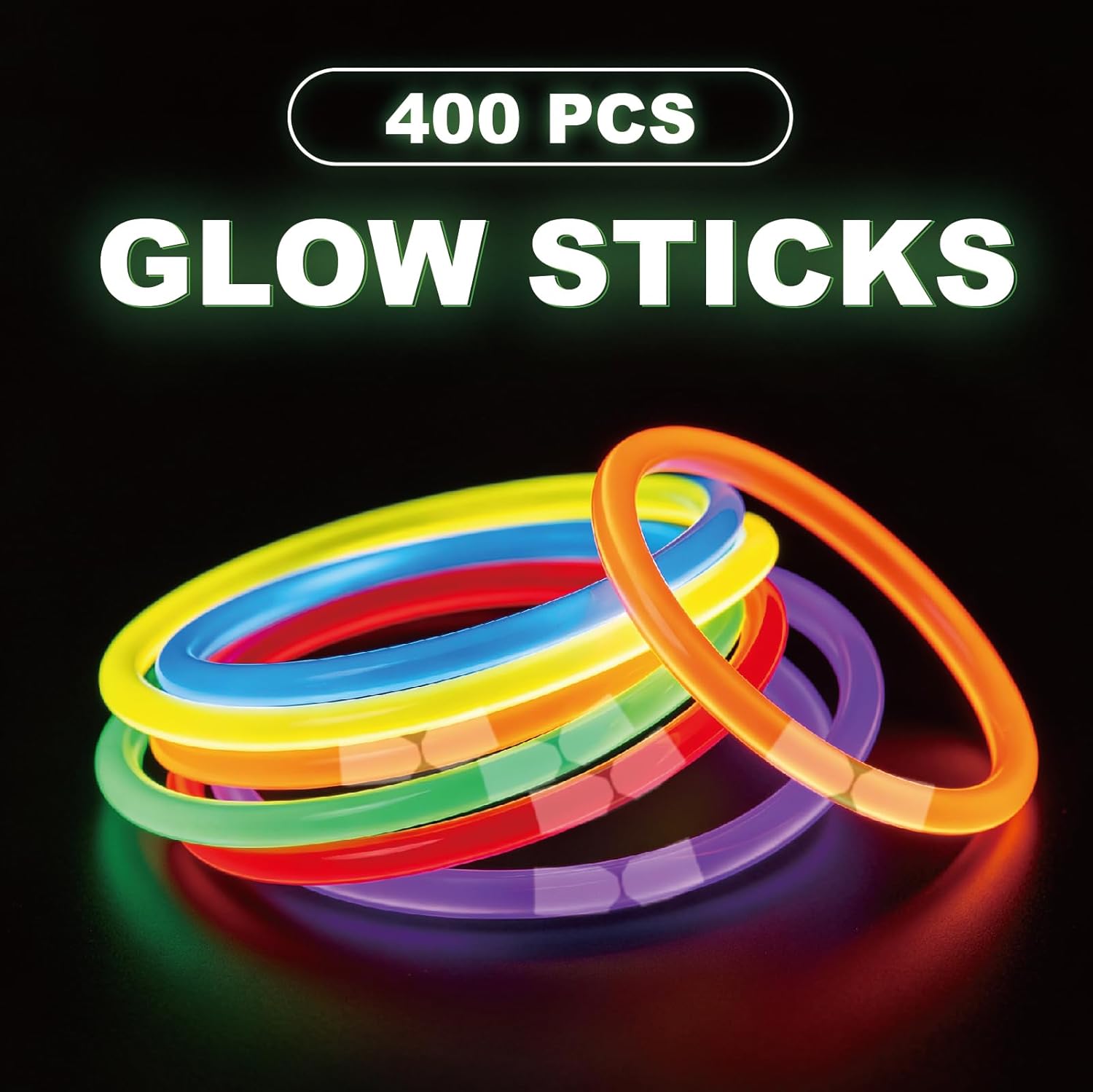 Glow Sticks Bulk 400 Pack 8" - Glow in The Dark Party Supplies，Glow Sticks For Kids Bulk Party Pack，Neon Glow in the Dark Party Supplies for Kids, Halloween, Concerts & Weddings