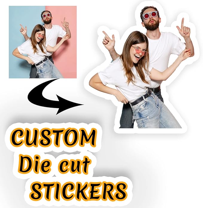 Custom Stickers Personalized Die Cut Labels Customized Funny Decals with Photo Image Make Your Own Vinyl Waterproof Stickers Labels Bulk 100 Pack