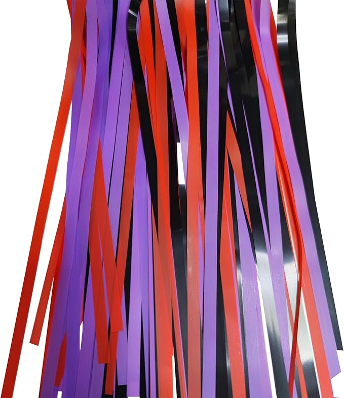 Black Purple Orange Party Streamers - GREATRIL Foil Fringe Backdrop for Hocu Birthdays Halloween Party Supplies - 3.2ft X 8.2ft - 2 Packs