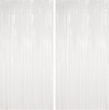 BRAVESHINE Tinsel Photo Backdrop Curtains - 2 Pack 3.2x8.2ft White Foil Fringe Streamer Curtain for Halloween/Boo Day/Valentine’s/Birthday/Christmas/Engagement/Bridal Shower Party Supplies Decorations