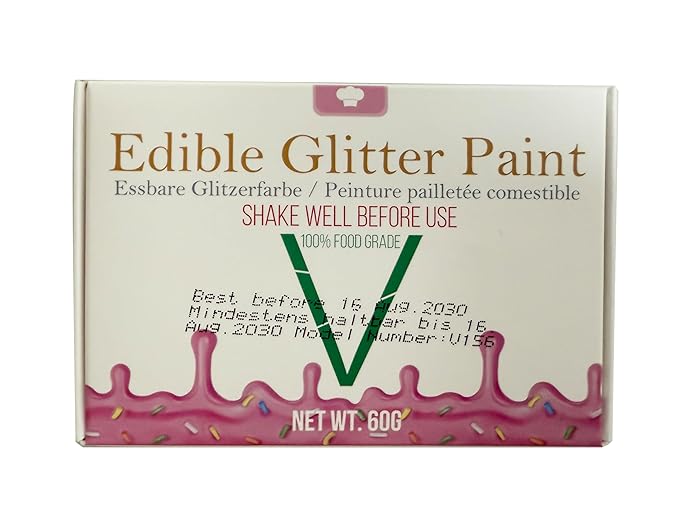 Edible Glitter Paint - 6 Colors Food Grade Edible Paint for Cake, Chocolate, Cupcakes, Cocktail, Shimmer Decorative Paint Liquid Food Coloring for Halloween Candy, Drinks, Baking, 6x10g