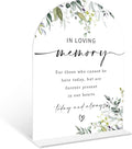 Greenery In Loving Memory Sign, 6 x 8 Inch White Arch Acrylic Wedding Sign with Holder, Wedding Sign for Ceremony and Reception, Wedding Decoration, Wedding Supplies - LY04