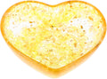 TEHAUX Candle Holder Handpolished Yellow Decorative Candle Cup Bowl Resin Heart Shaped with Natural Crystal Stones Built to Last Romantic Ambiance for Living Room Home Decor