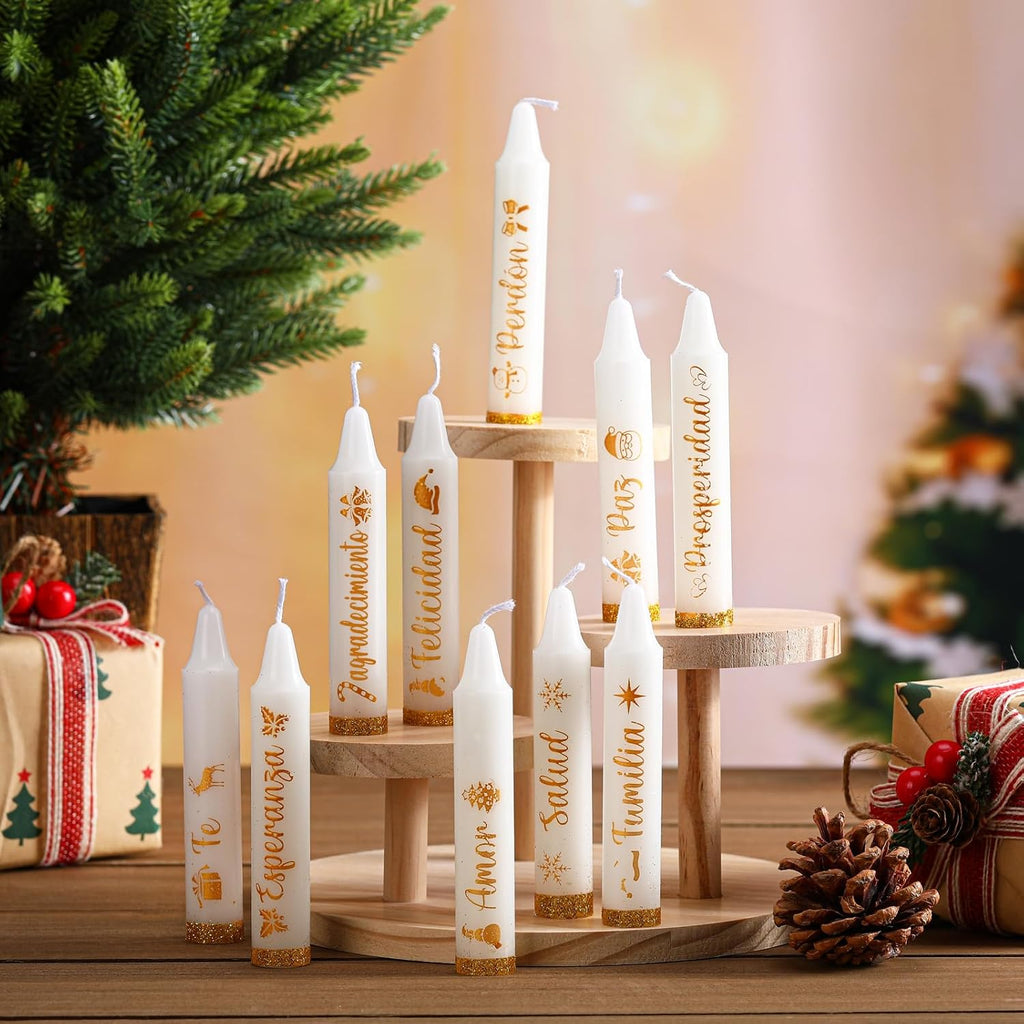 Conelist 10 Pcs Colombia Candle Night Supplies Spell Taper Candles Deseos Velitas para El 7 De Diciembre Velitas for Christmas Virgin Day Navidad para El Dia De La Virgen(Gold,4",Candle Night)