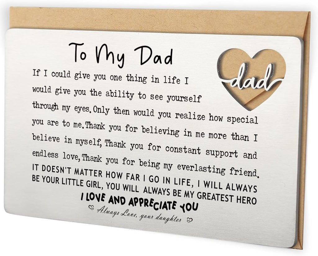 YODOCAMP Dad Wallet Card Thank You Gift from Daughter, Appreciation Greeting Card for Father, Meaningful Birthday Fathers Day Gift, Pocket Reminder Card for Dad QBK15