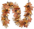 6 ft lighted fall garland with lights autumn, main product view