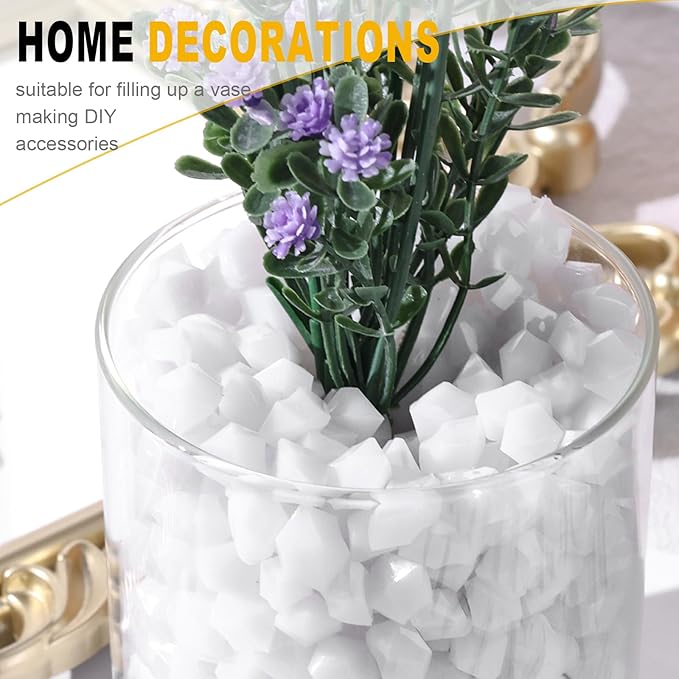 DomeStar 150PCS Fake Ice, White Acrylic Fake Diamonds Vase Filler Plastic Gems Crushed Ice Rocks for Home Table Decorations