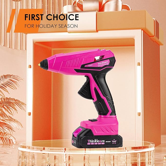 Cordless Hot Glue Gun - 20V Temp Adjust Hot Glue Gun with 43PCS Full Size Hot Glue Sticks, Pink Fast Heating Glue Gun and Sticks Set for DIY, Arts & Craft, Decorations, Gift for Women