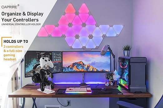 OAPRIRE Universal 3 Tier Controller Stand and Headset Stand for XBOX ONE X SWITCH PS4 PS5 PC, Controller Holder Gaming Accessories, Build Your Game Fortresses (Clear)